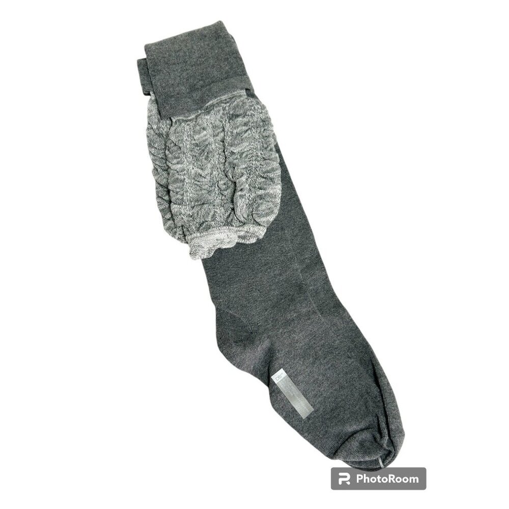 D&Y Women's Knee High Ruched Top Boot Socks in Gray - Sz 6 to 10 - NWOT